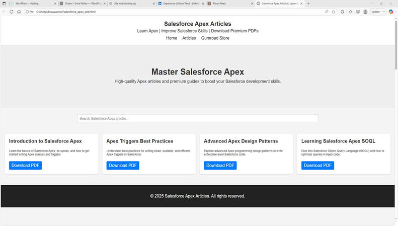 Website for selling digital downloads [PDF articles on Salesforce].