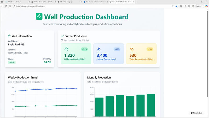 Website Proposal for Texas oil and well management software company.