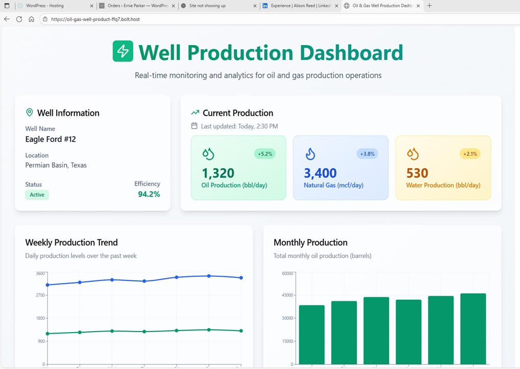Oil Well SaaS Website